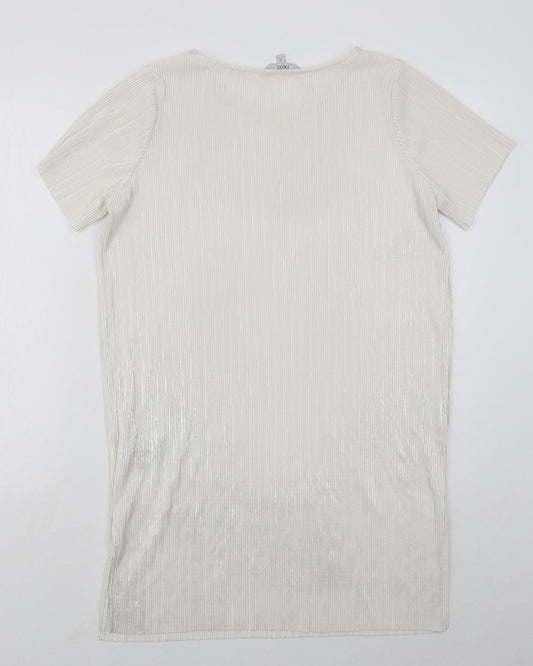 NEXT Womens White  Polyester T-Shirt Dress  Size 10  Round Neck Pullover