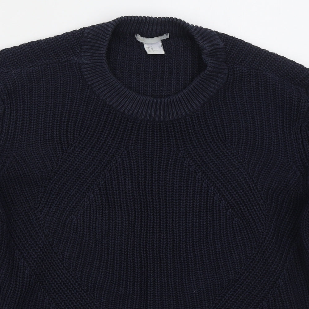 H&M Womens Blue Crew Neck  Acrylic Pullover Jumper Size M