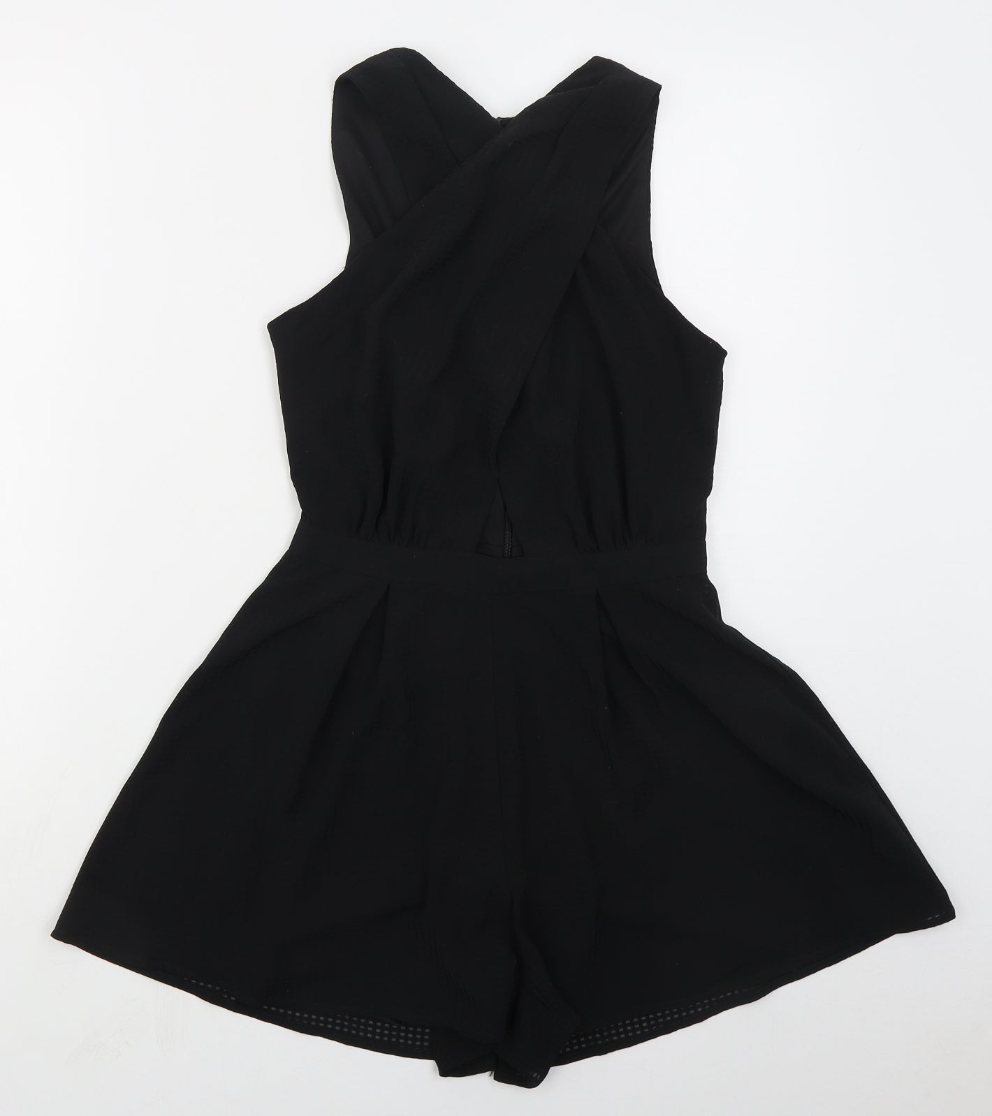 Topshop Womens Black  Polyester Playsuit One-Piece Size 8 L3 in Zip