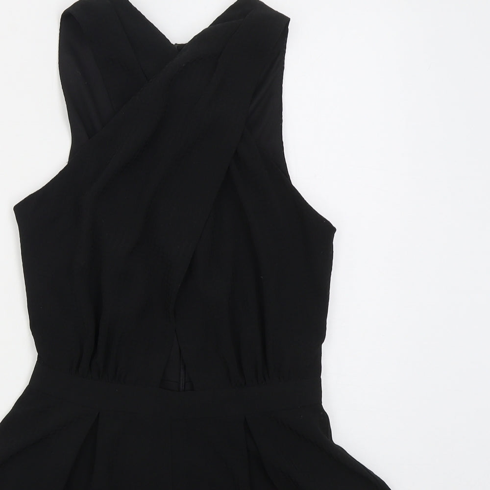 Topshop Womens Black  Polyester Playsuit One-Piece Size 8 L3 in Zip