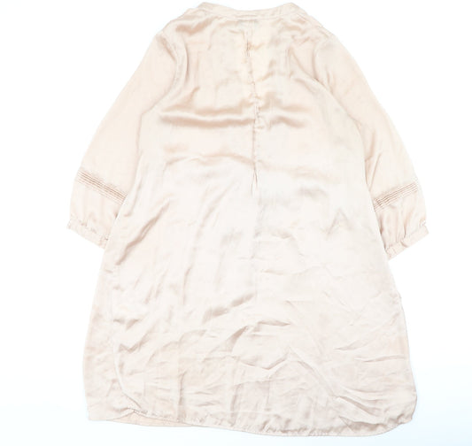 H&M Womens Gold  Polyester Shirt Dress  Size 6  V-Neck