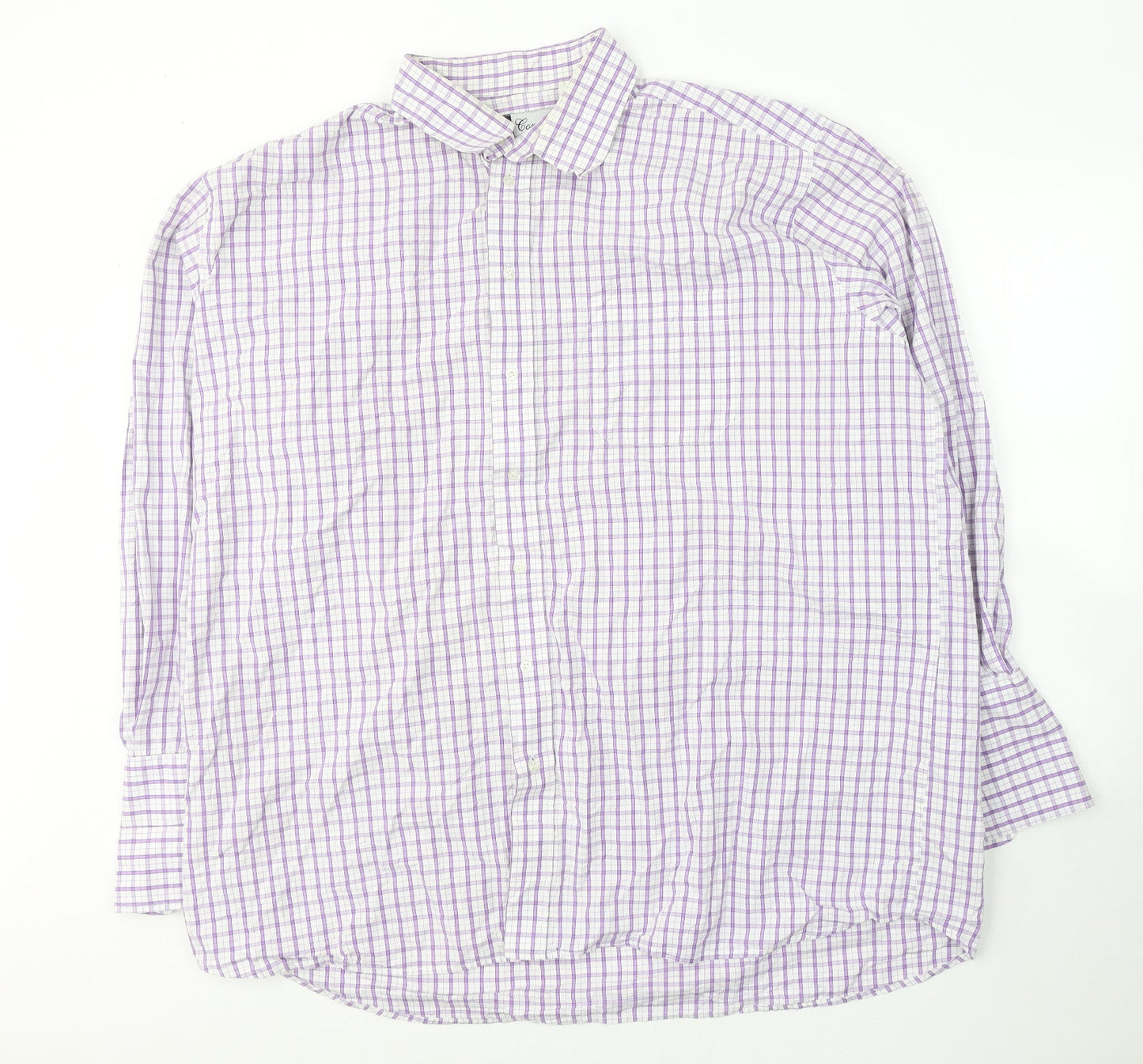 Grellie Mens White Plaid Cotton  Button-Up Size XL Collared Button