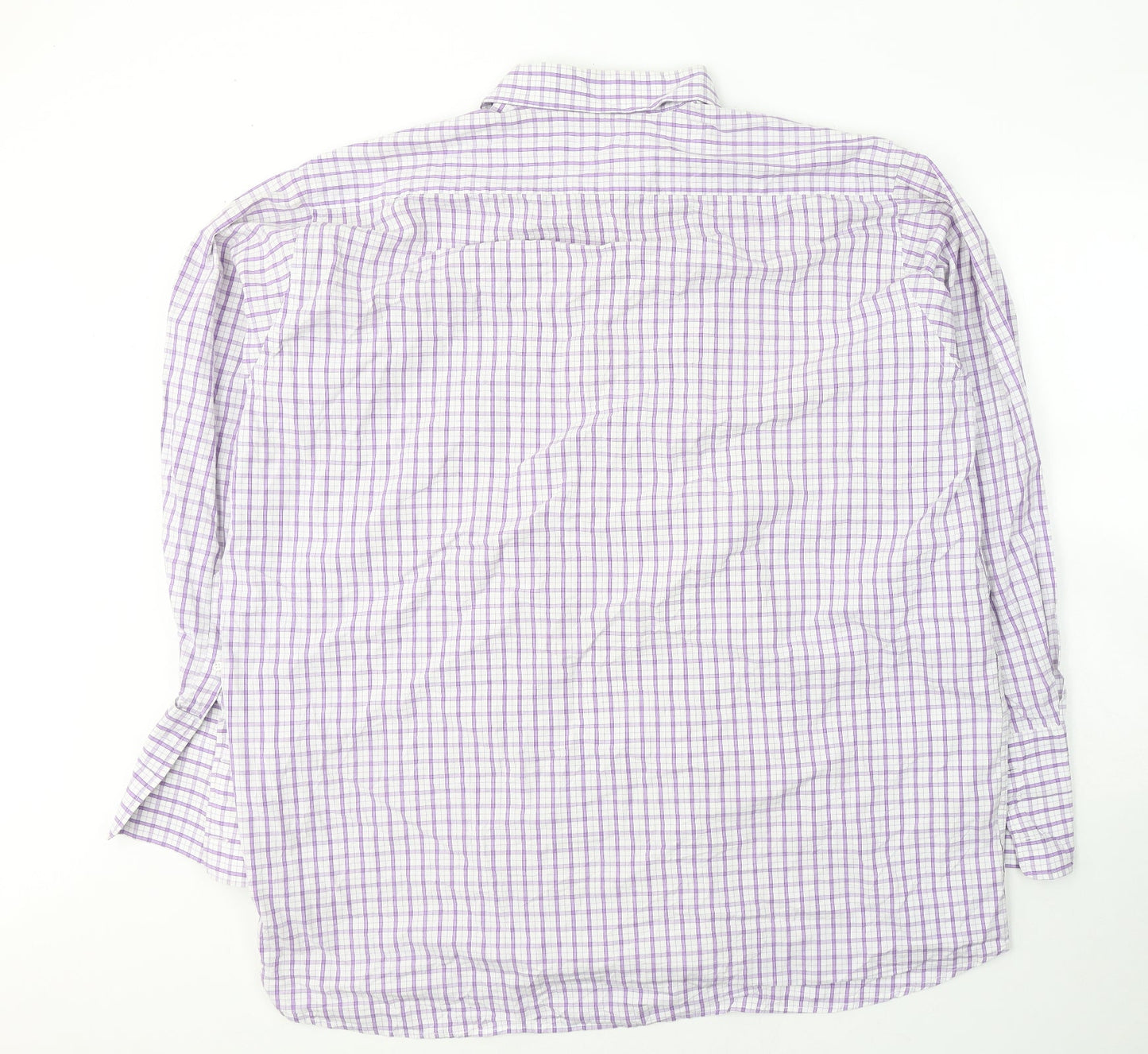Grellie Mens White Plaid Cotton  Button-Up Size XL Collared Button