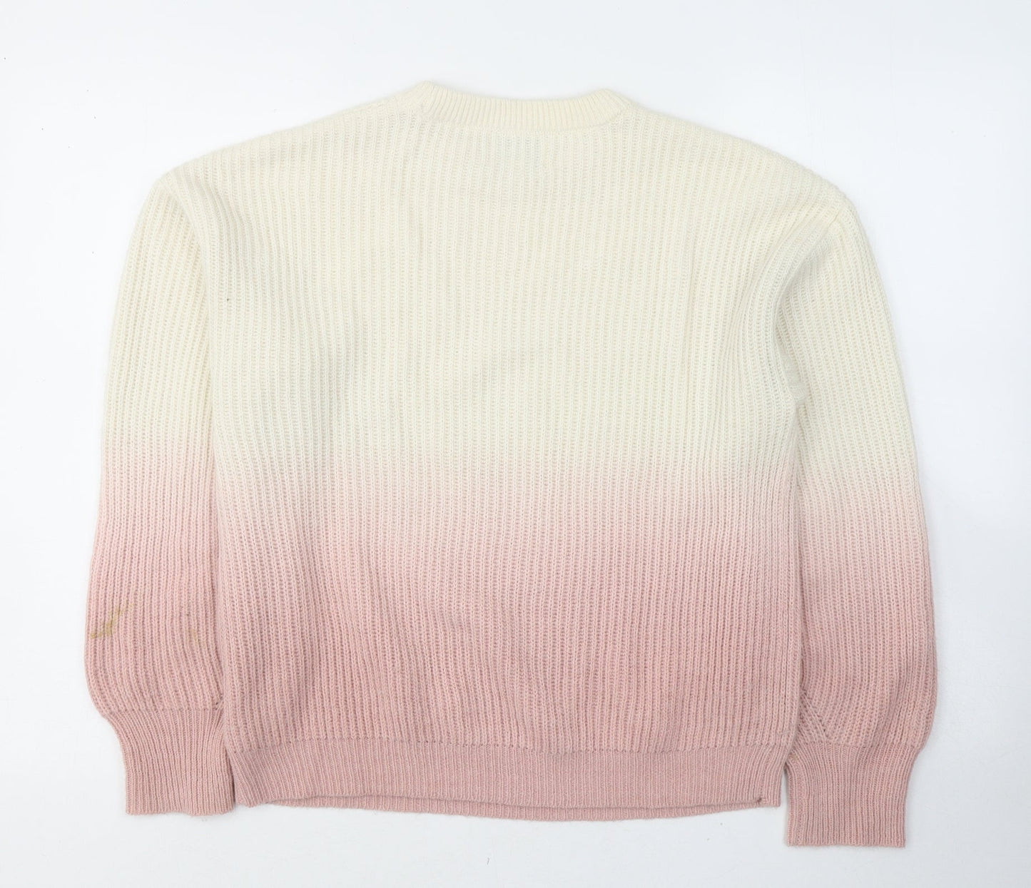 Jun&Ivy Womens White Round Neck  Acrylic Pullover Jumper Size M