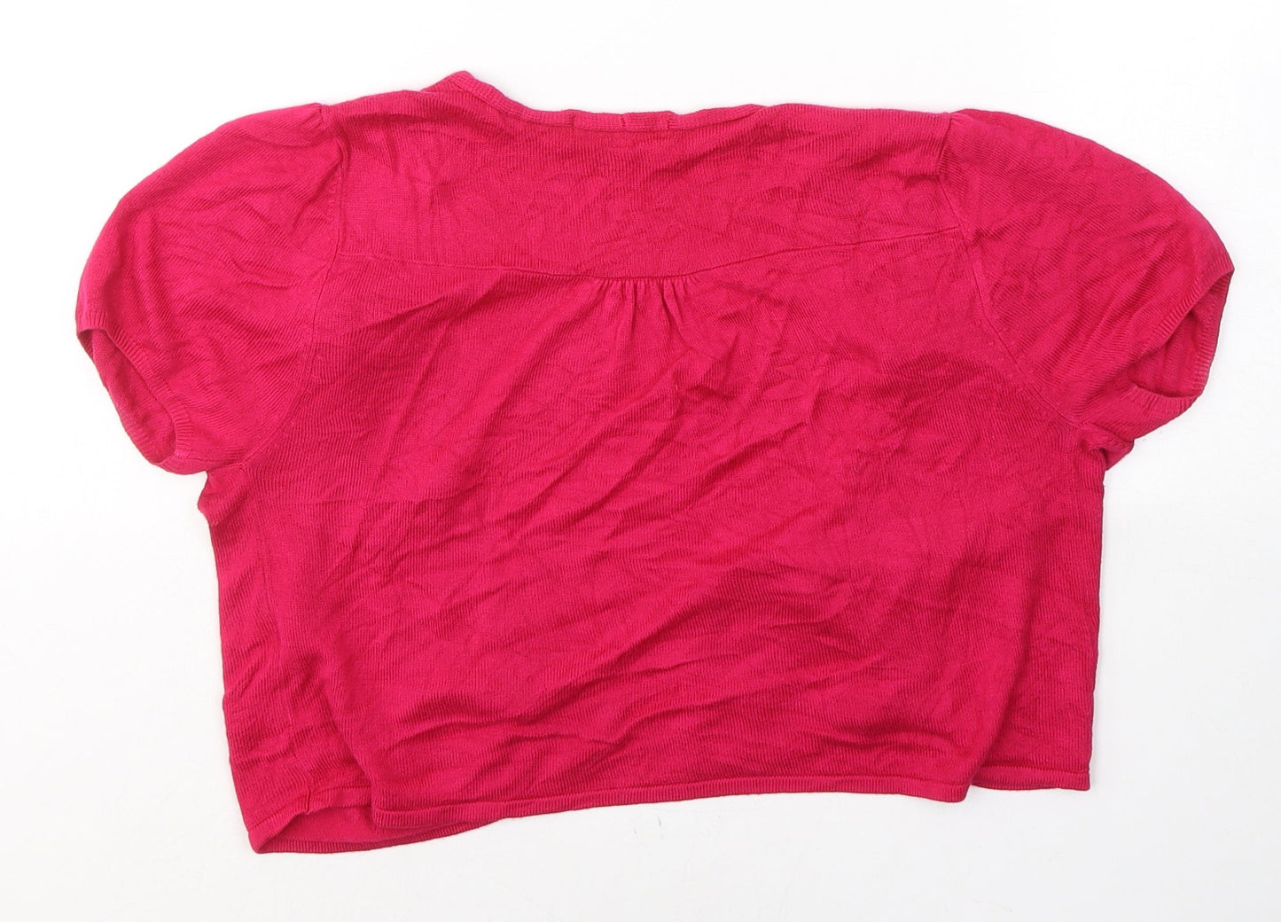 Marks and Spencer Womens Pink V-Neck  Acetate Cardigan Jumper Size 10