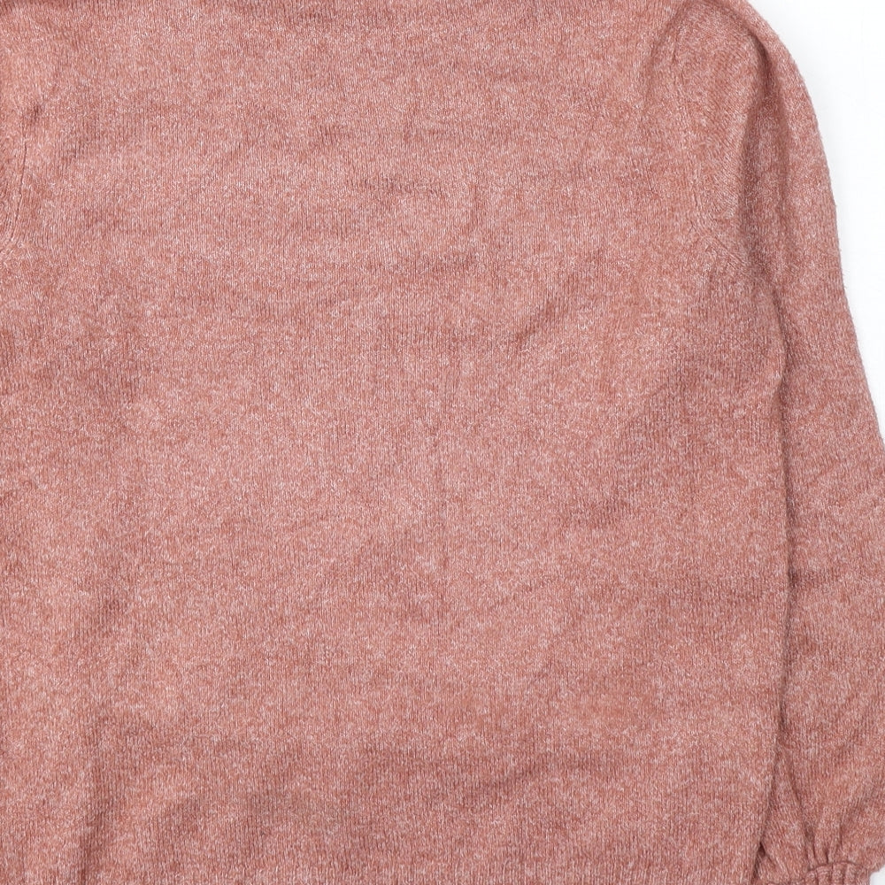 Villa Womens Pink Round Neck  Polyester Pullover Jumper Size S