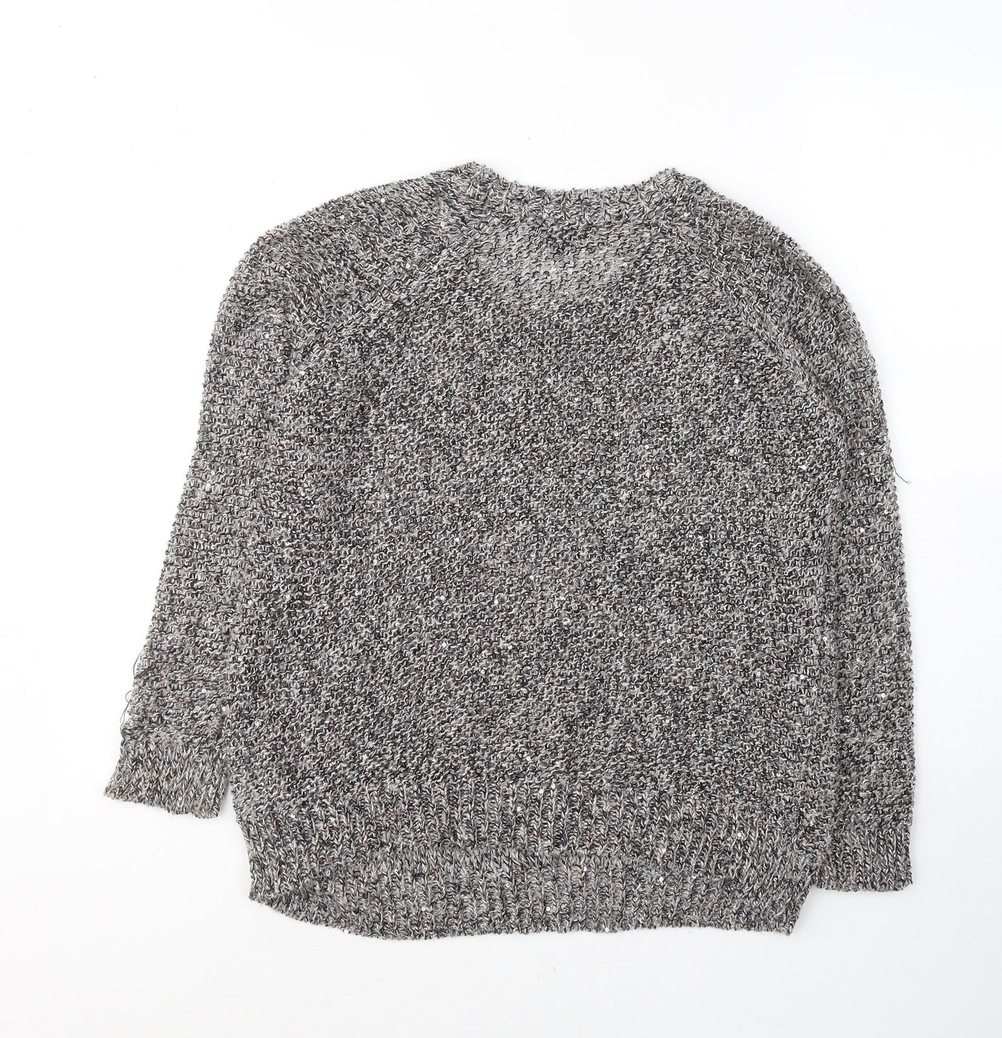 Topshop Womens Grey Round Neck  Acrylic Pullover Jumper Size 8