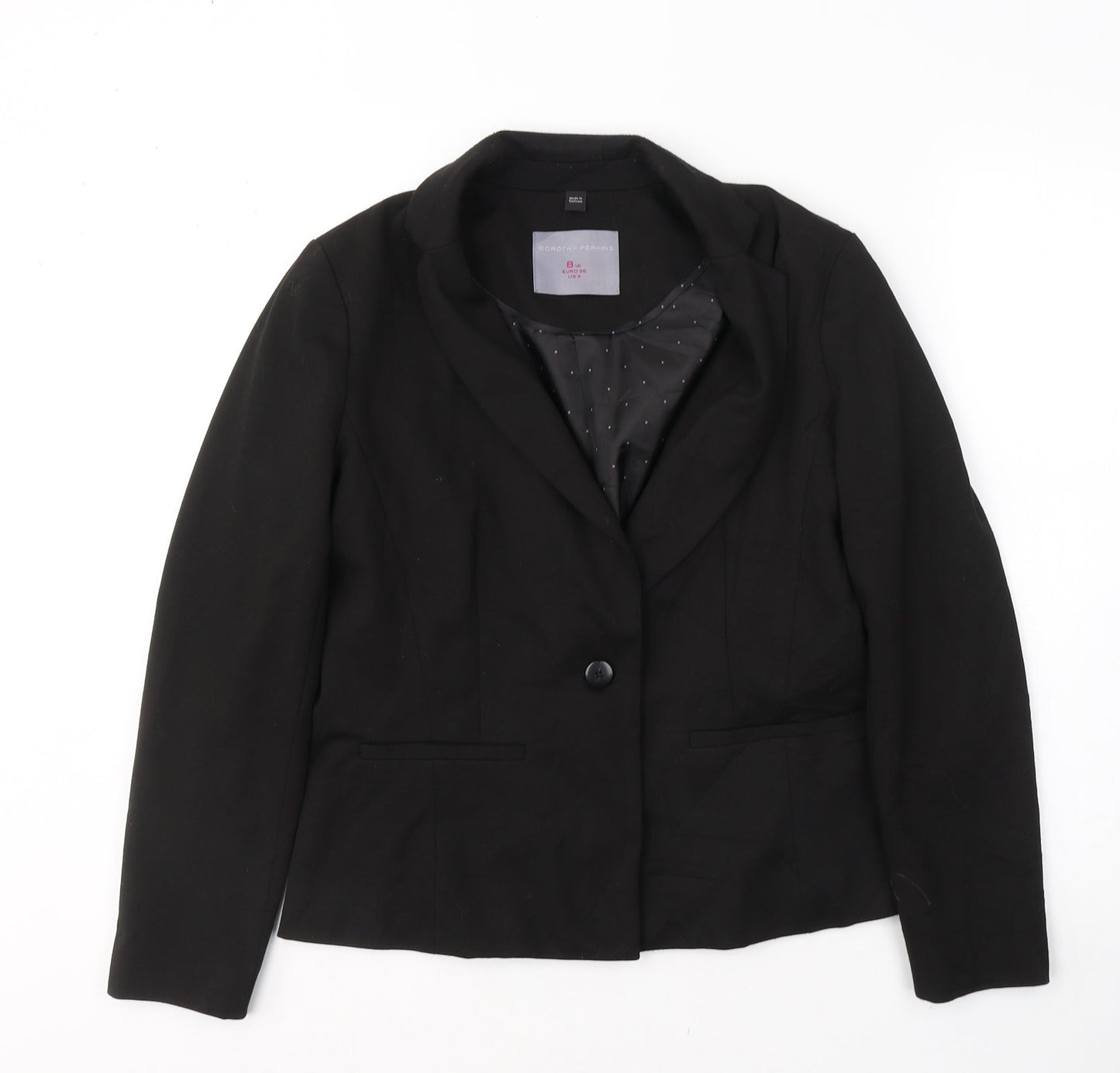 Dorothy Perkins Womens Black   Jacket Blazer Size 8  Button
