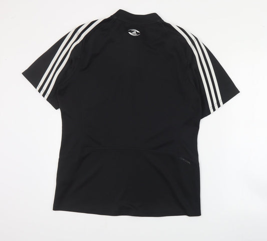 adidas Mens Black  Polyester  T-Shirt Size S V-Neck