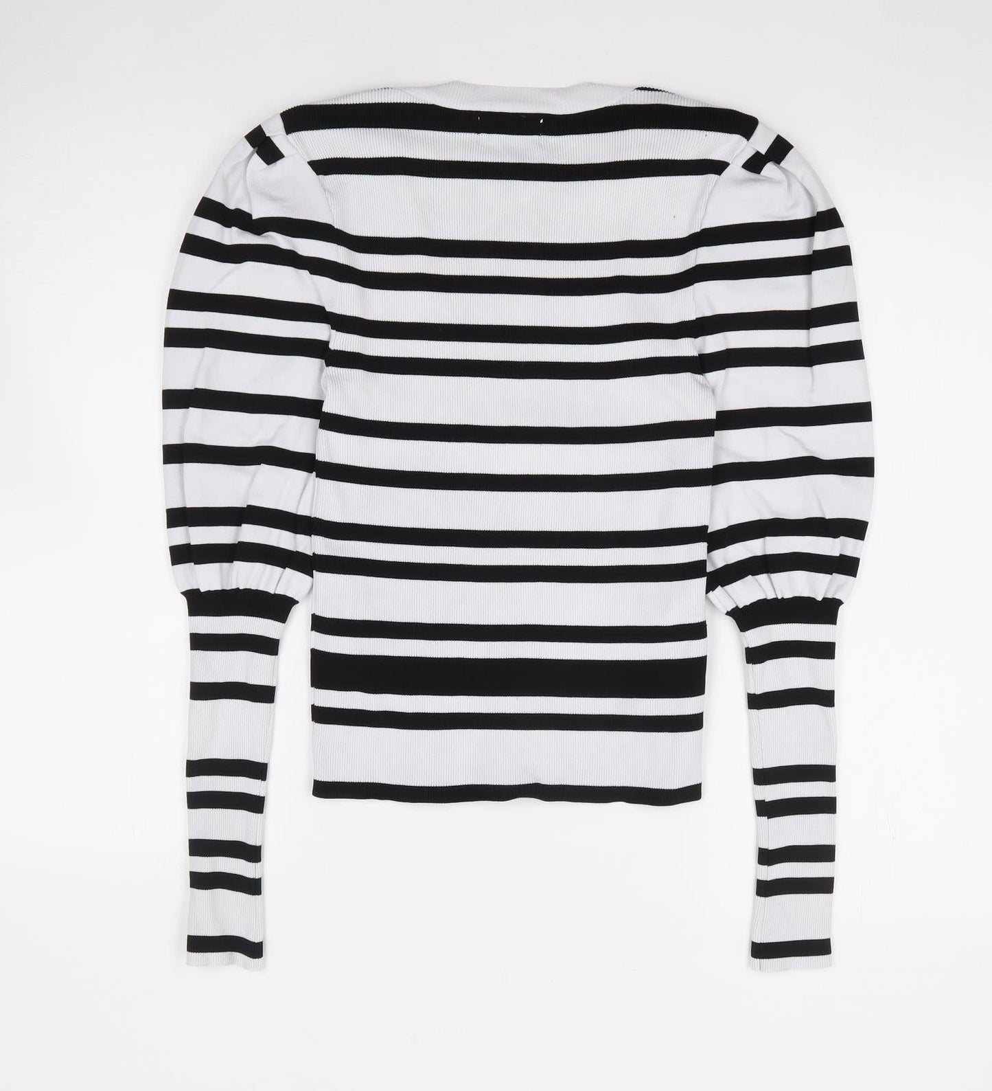 Only Womens Ivory Crew Neck Striped Polyamide Pullover Jumper Size 2XS