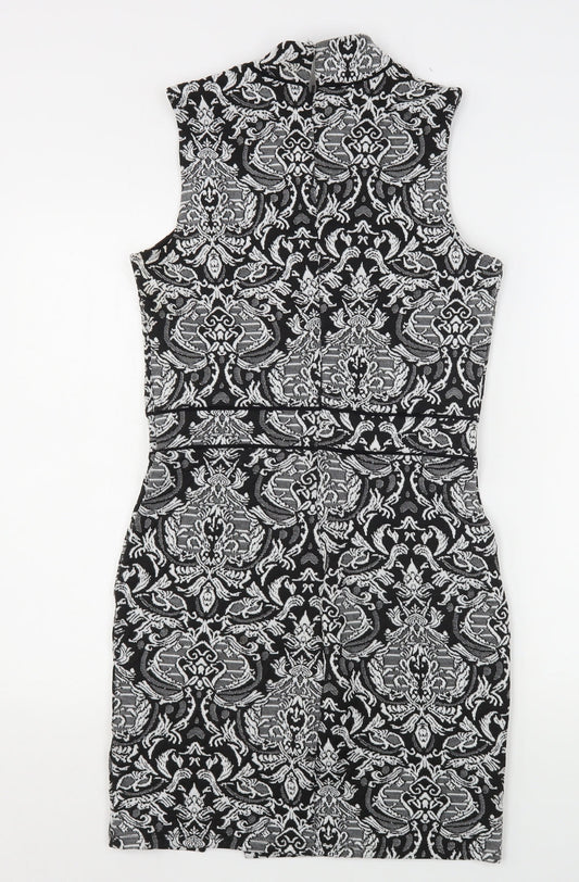 Miss Selfridge Womens Multicoloured Paisley Polyester Pencil Dress  Size 10  High Neck