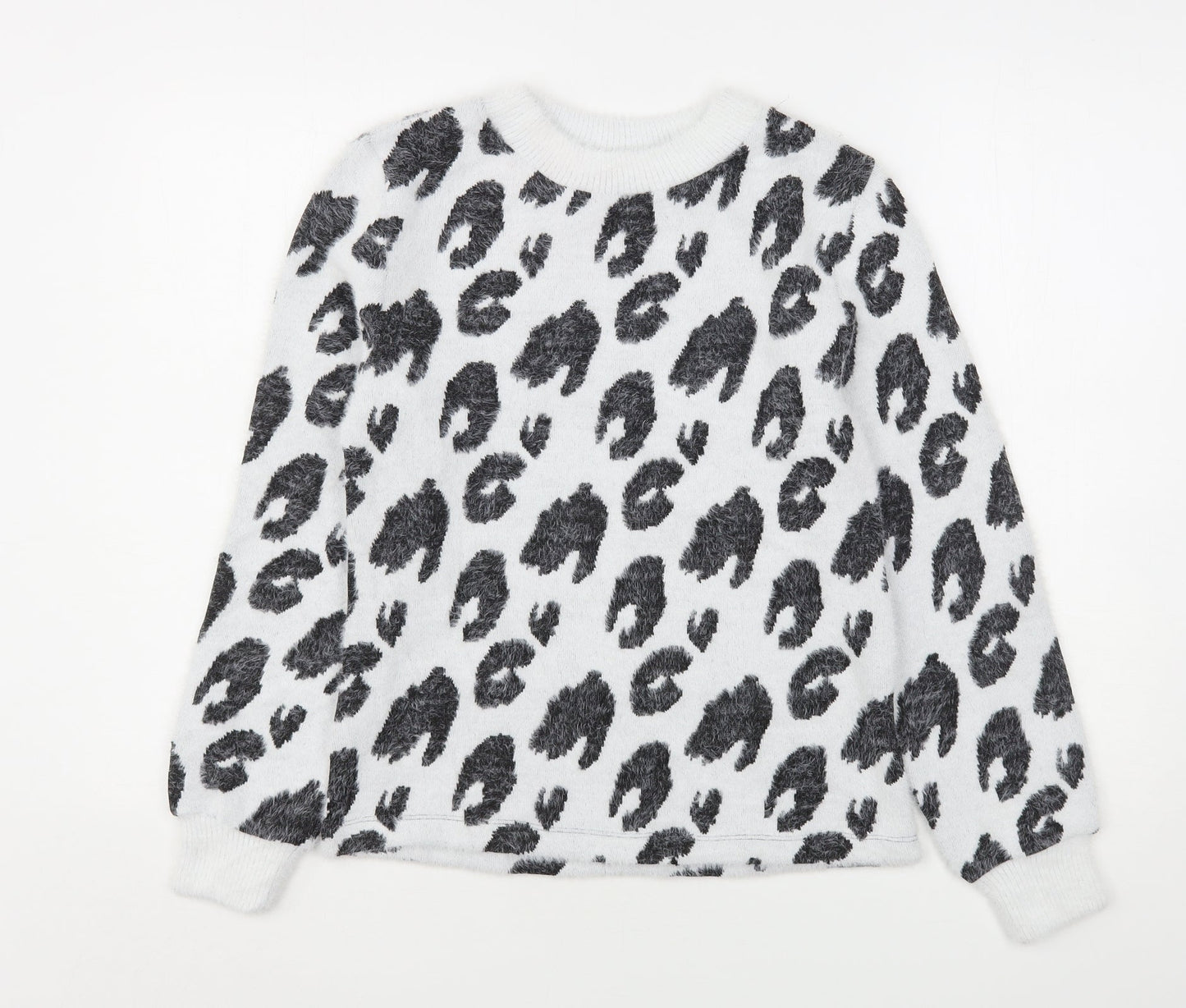 Marks and Spencer Womens Multicoloured Round Neck Animal Print Polyamide Pullover Jumper Size 6