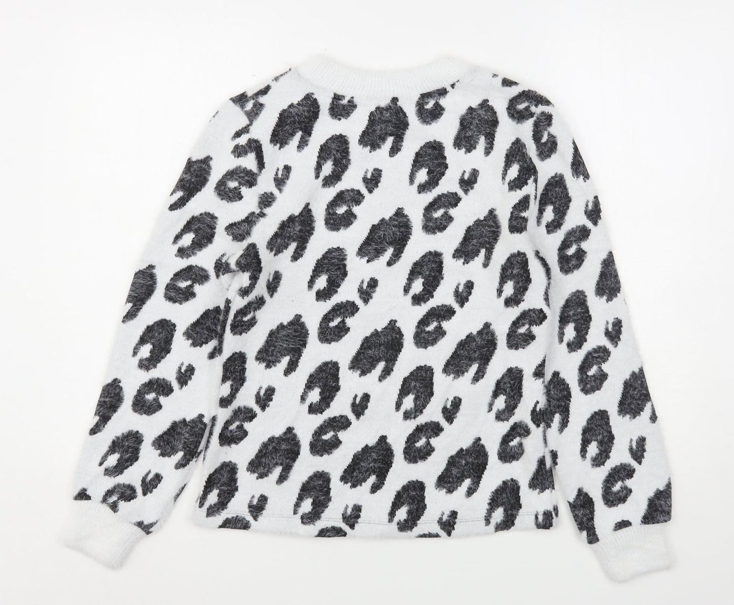 Marks and Spencer Womens Multicoloured Round Neck Animal Print Polyamide Pullover Jumper Size 6