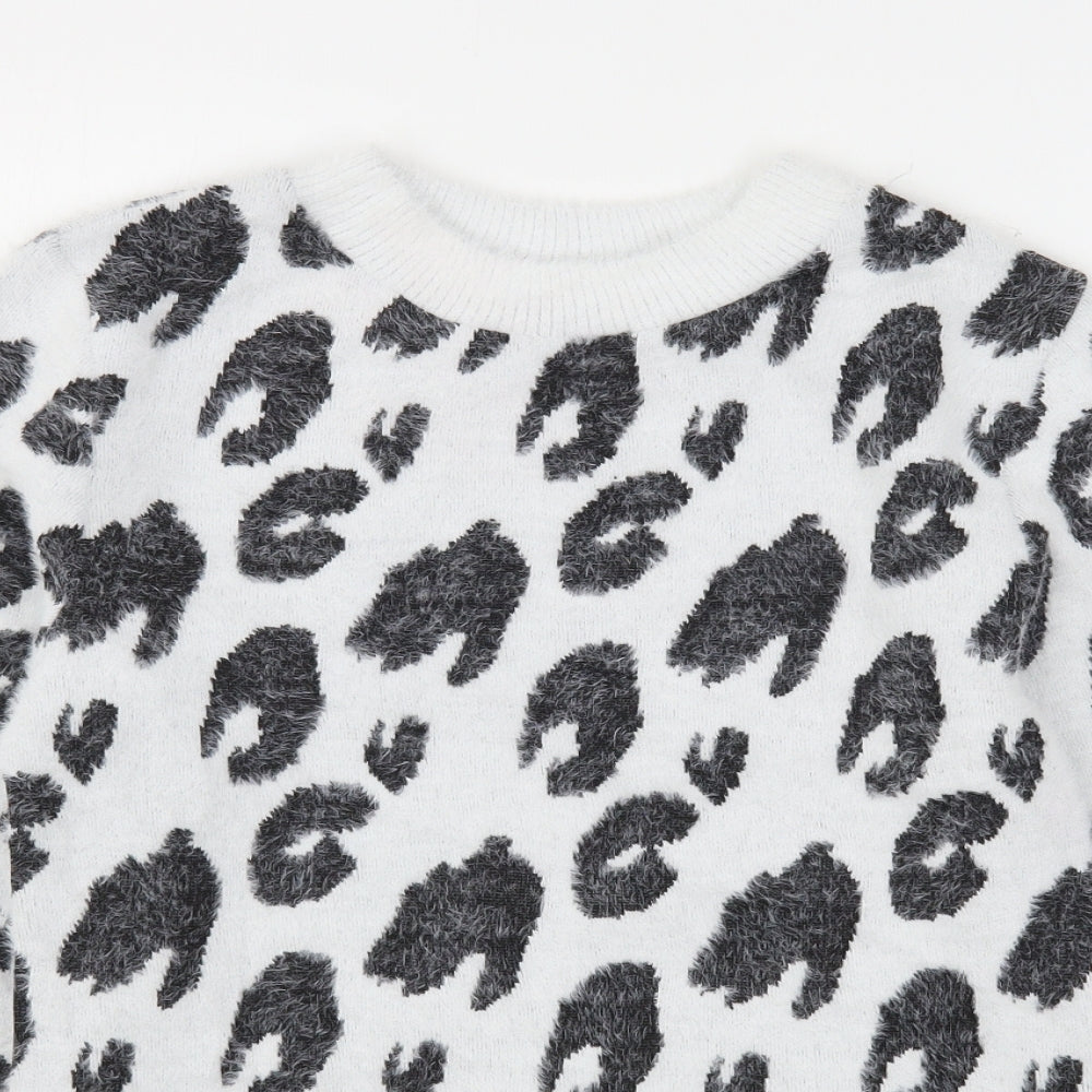 Marks and Spencer Womens Multicoloured Round Neck Animal Print Polyamide Pullover Jumper Size 6