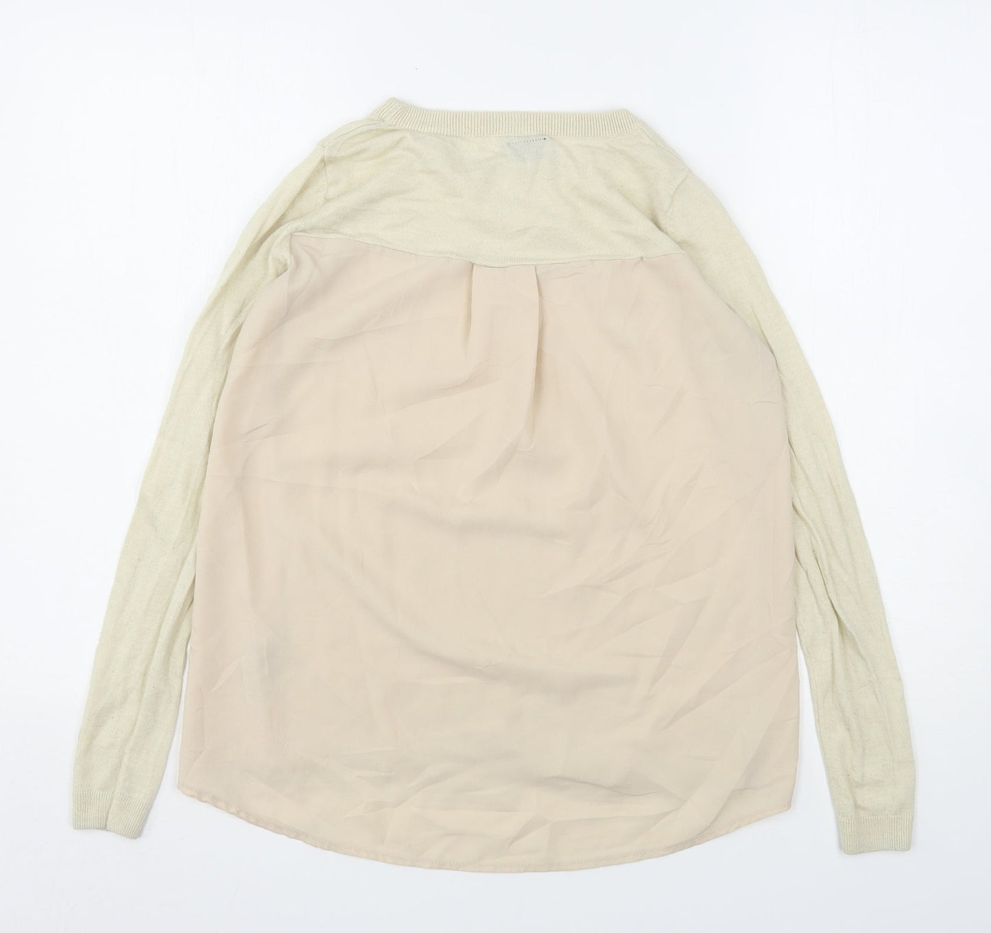 Topshop Womens Beige Round Neck  Polyester Pullover Jumper Size 8