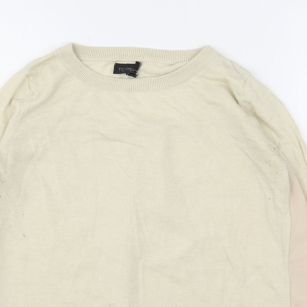 Topshop Womens Beige Round Neck  Polyester Pullover Jumper Size 8