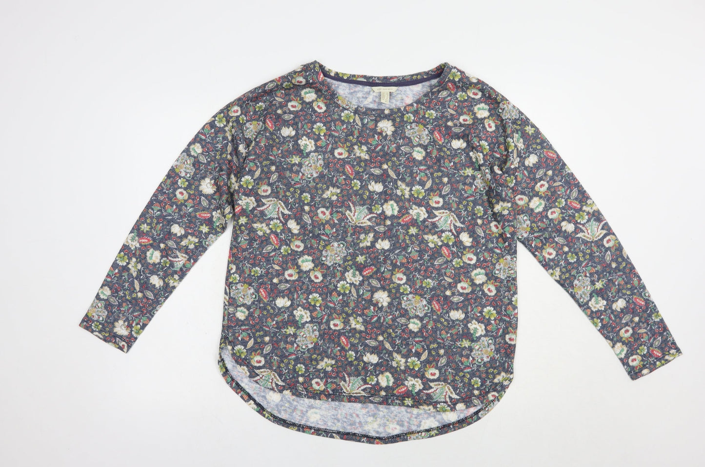 Springfield Womens Blue Boat Neck Floral Acrylic Pullover Jumper Size XL