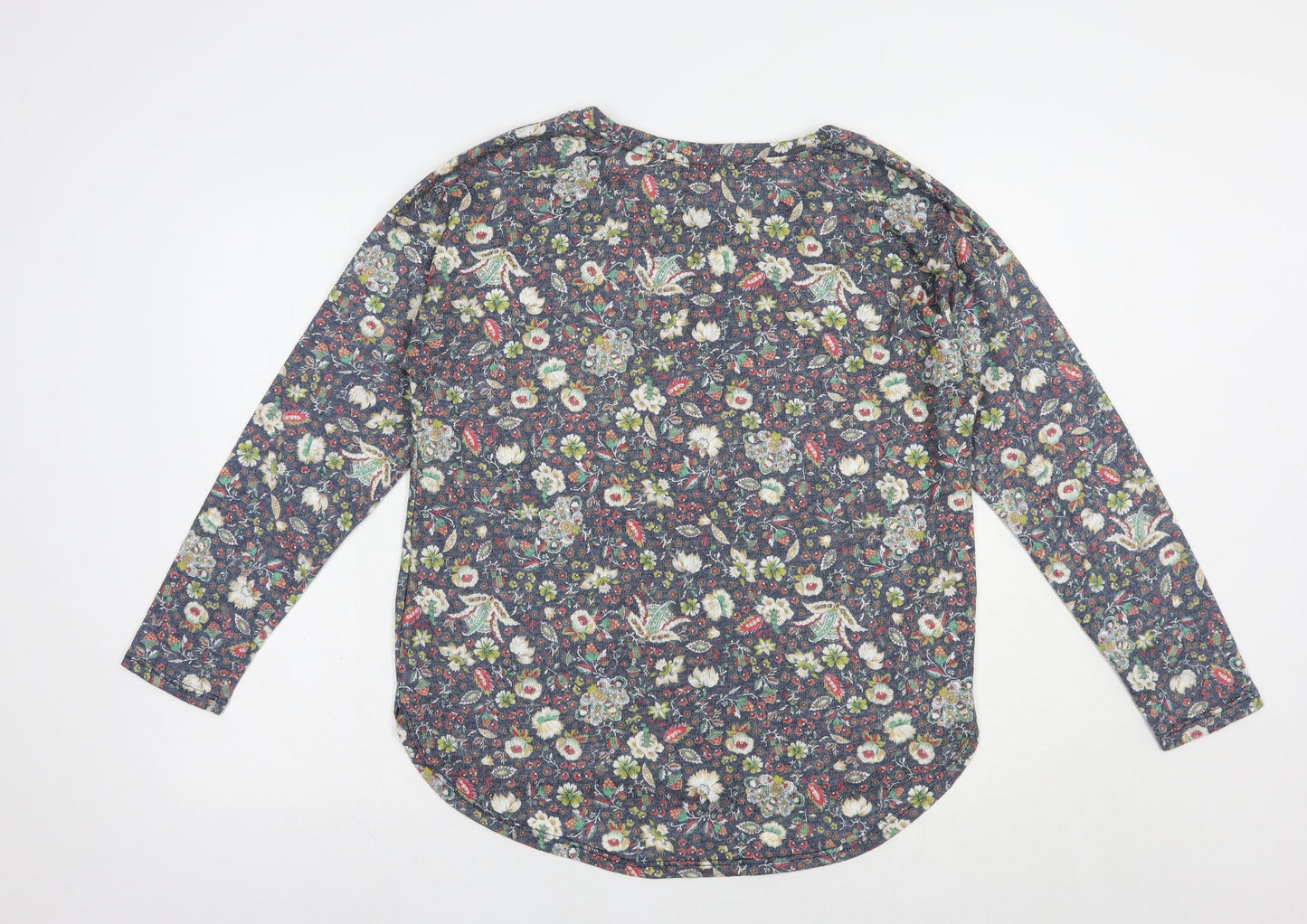 Springfield Womens Blue Boat Neck Floral Acrylic Pullover Jumper Size XL