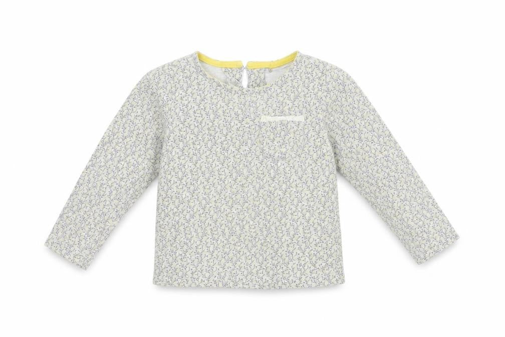 NEXT Baby Grey Floral Cotton Basic T-Shirt Size 12-18 Months Crew Neck Button