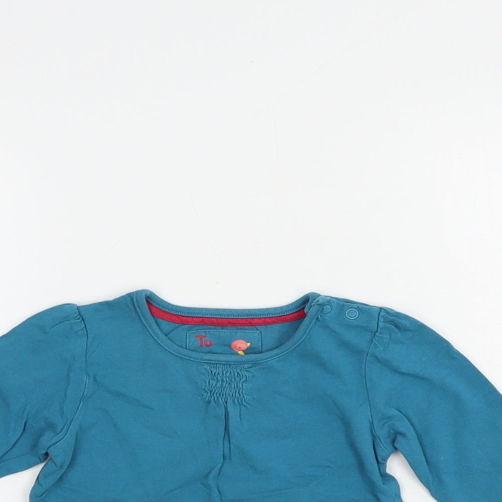TU Baby Blue  Cotton Basic T-Shirt Size 18-24 Months Crew Neck Snap