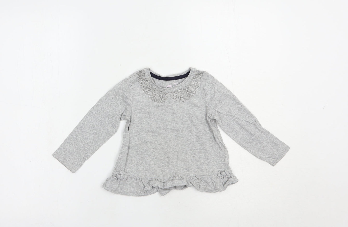 TU Baby Grey  Cotton Basic T-Shirt Size 18-24 Months Crew Neck Pullover