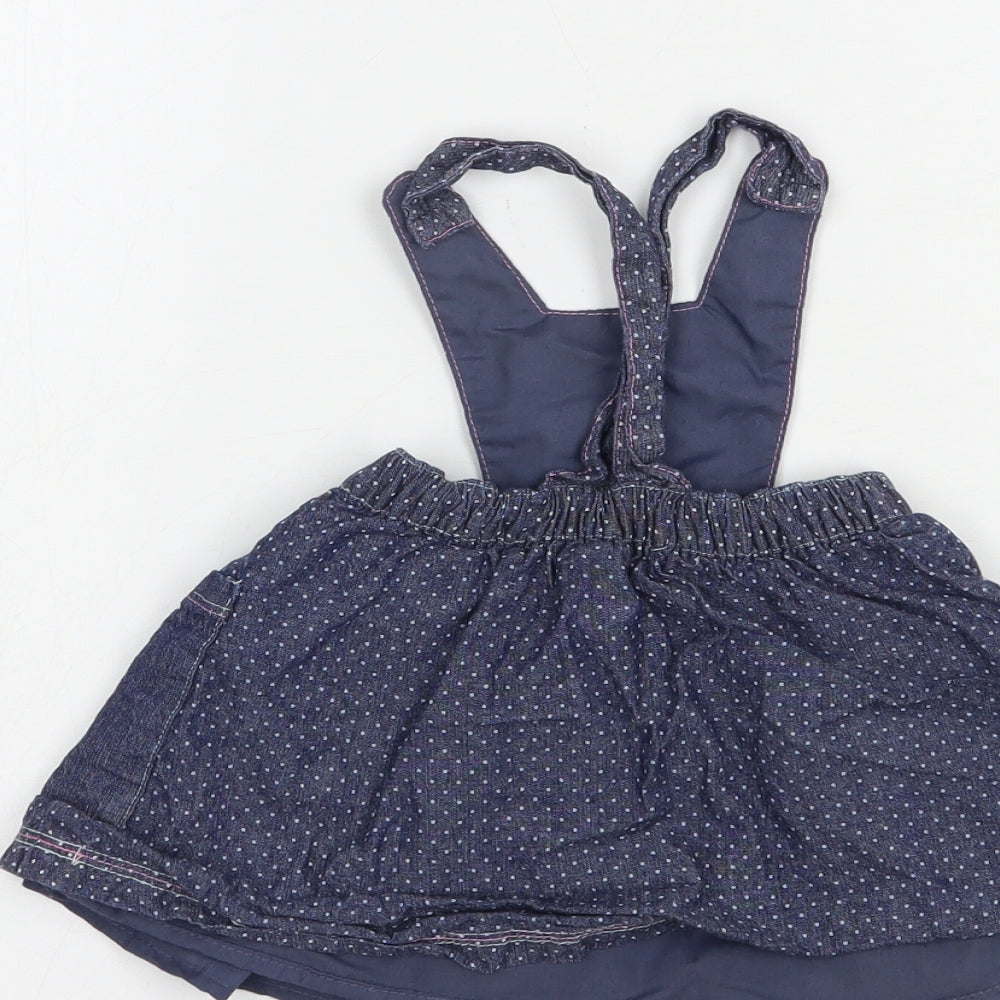 Nutmeg Baby Blue Polka Dot Polyester Pinafore/Dungaree Dress  Size 3-6 Months  Square Neck Button