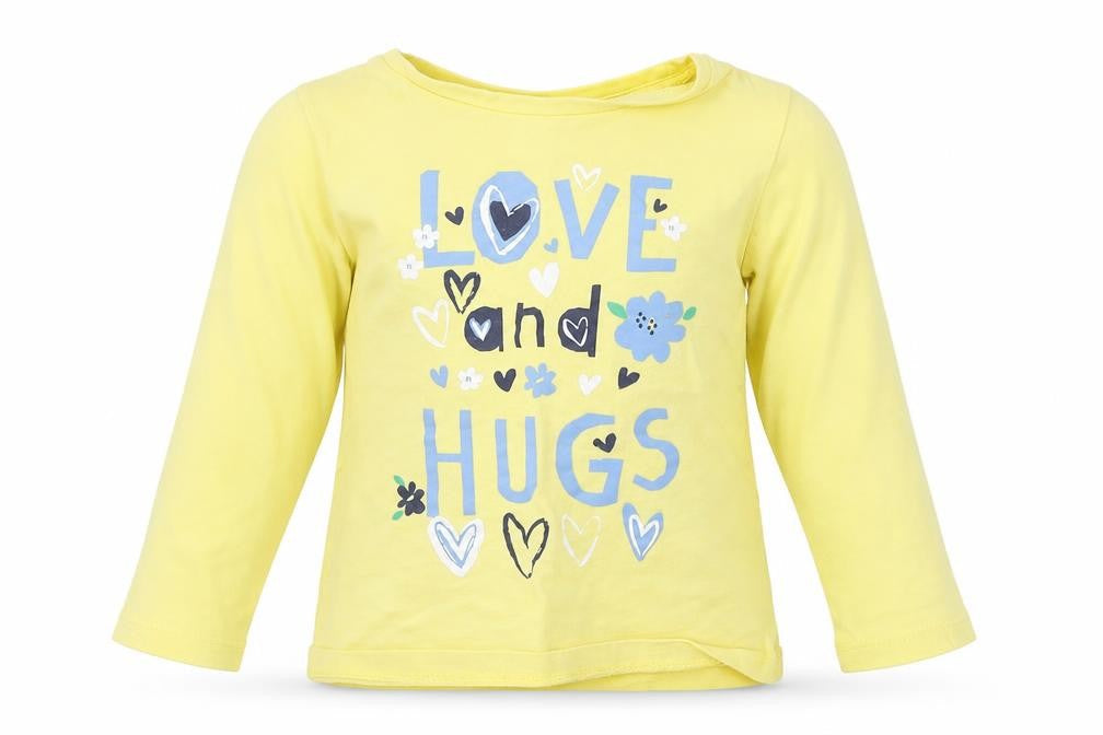 Nutmeg Girls Yellow  Cotton Basic T-Shirt Size 12 Months Round Neck