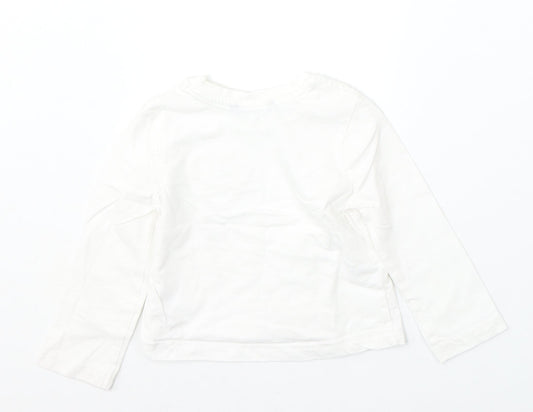 George Girls White  Cotton Basic T-Shirt Size 18-24 Months Round Neck