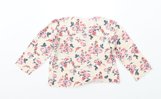 Baby Girls Beige Floral Polyester Basic T-Shirt Size 12-18 Months Round Neck