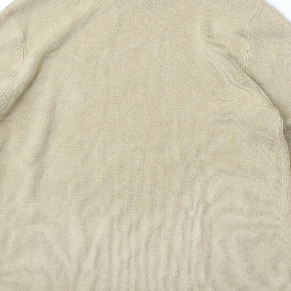 BM Collection Womens Beige Round Neck  Acrylic Pullover Jumper Size S