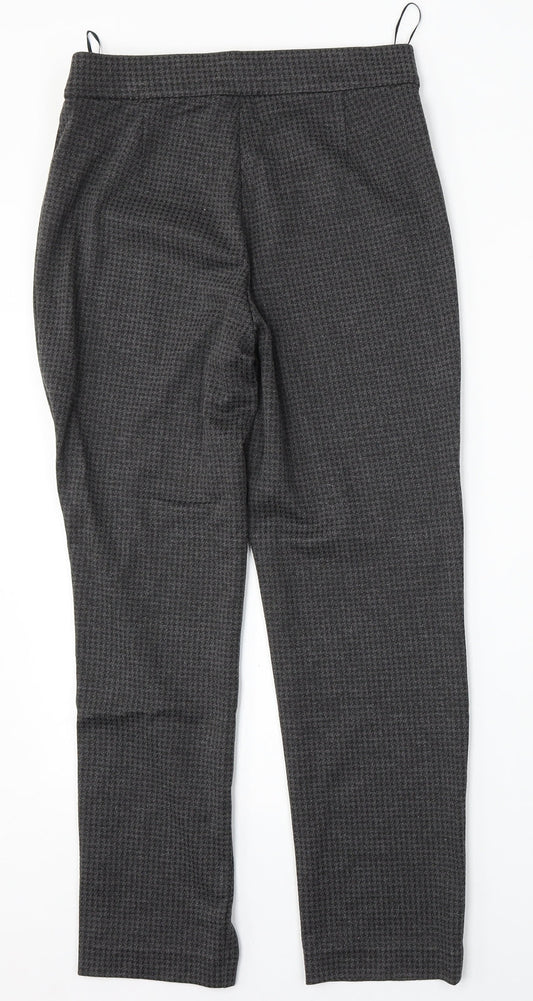 Marks and Spencer Womens Grey Houndstooth Viscose Trousers  Size 10 L26 in Regular