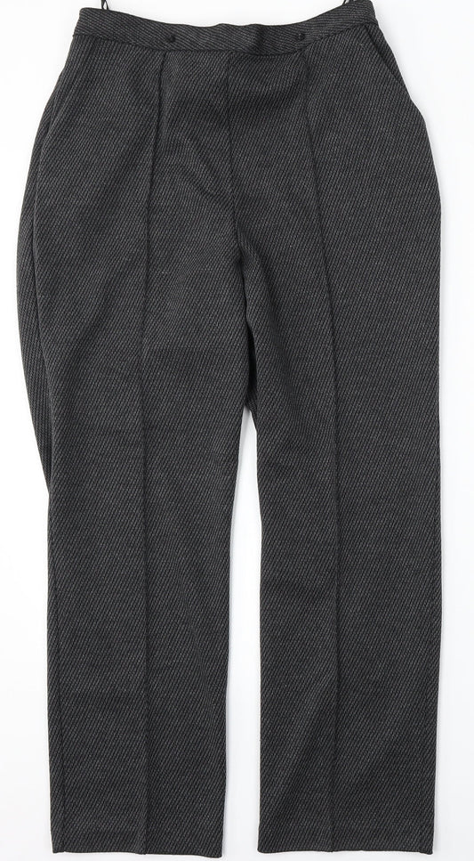 Papaya Womens Grey Geometric Polyester Trousers  Size 12 L27 in Regular