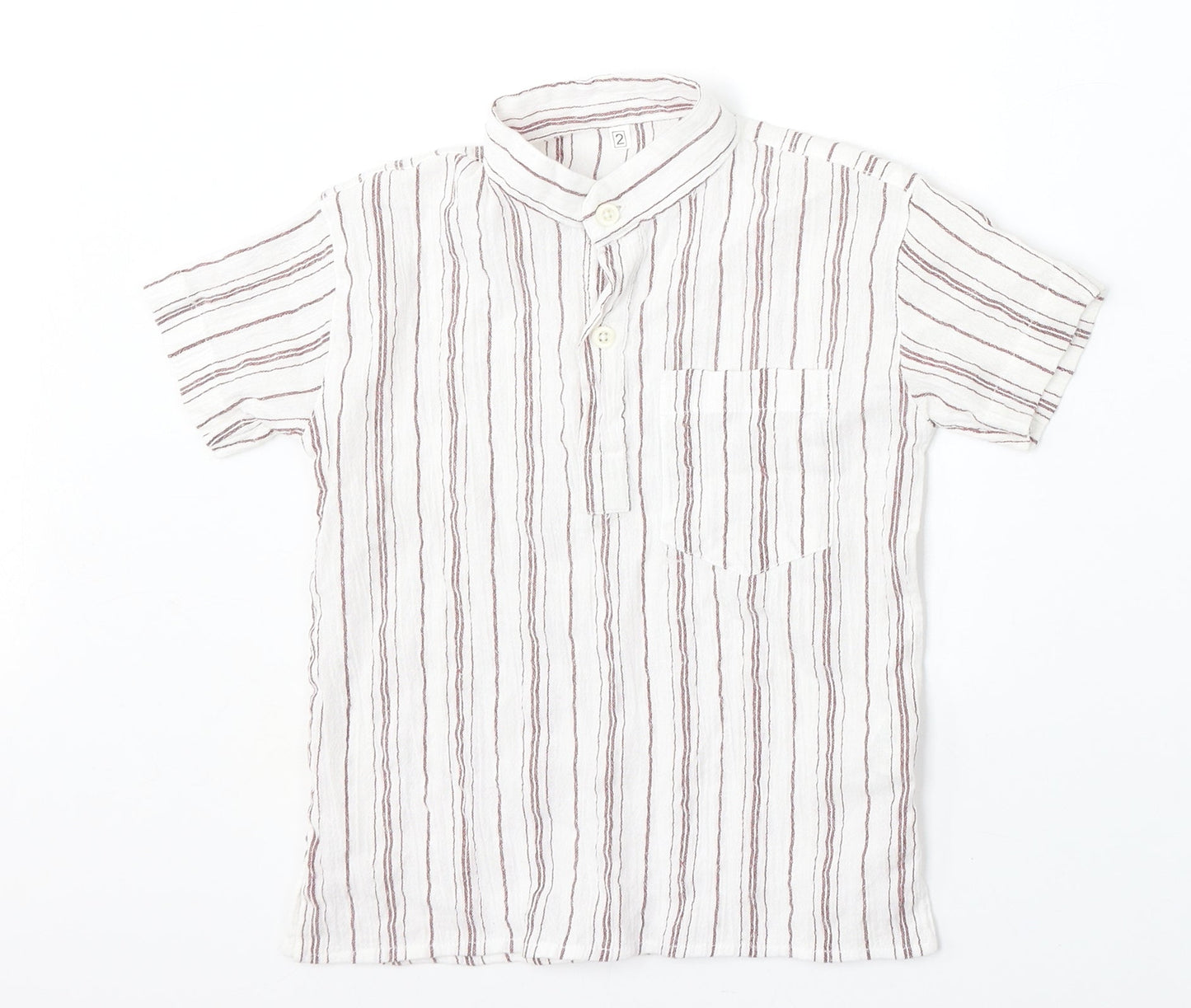 Di Fa Baby White Striped Cotton Basic Polo Size 24 Months Collared Button
