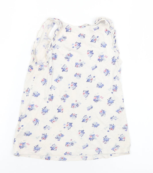 H&M Girls Multicoloured Floral Cotton Basic Tank Size 6 Years Round Neck  - Slogan 6-8