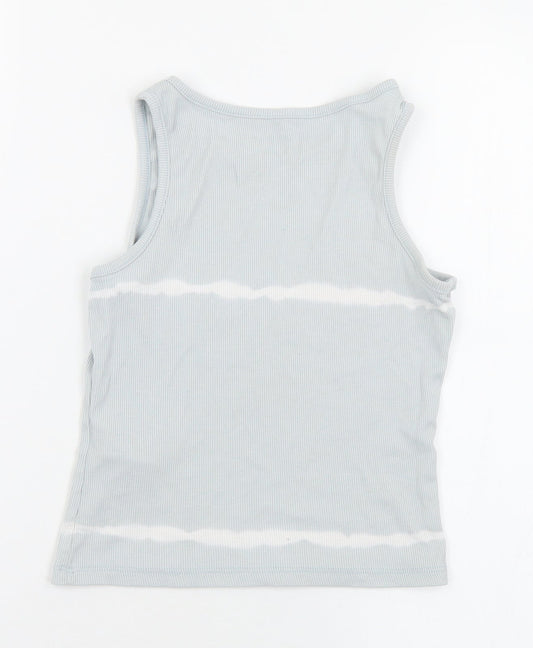 Primark Girls Blue  Cotton Basic Tank Size 7-8 Years Round Neck  - Day dreamer