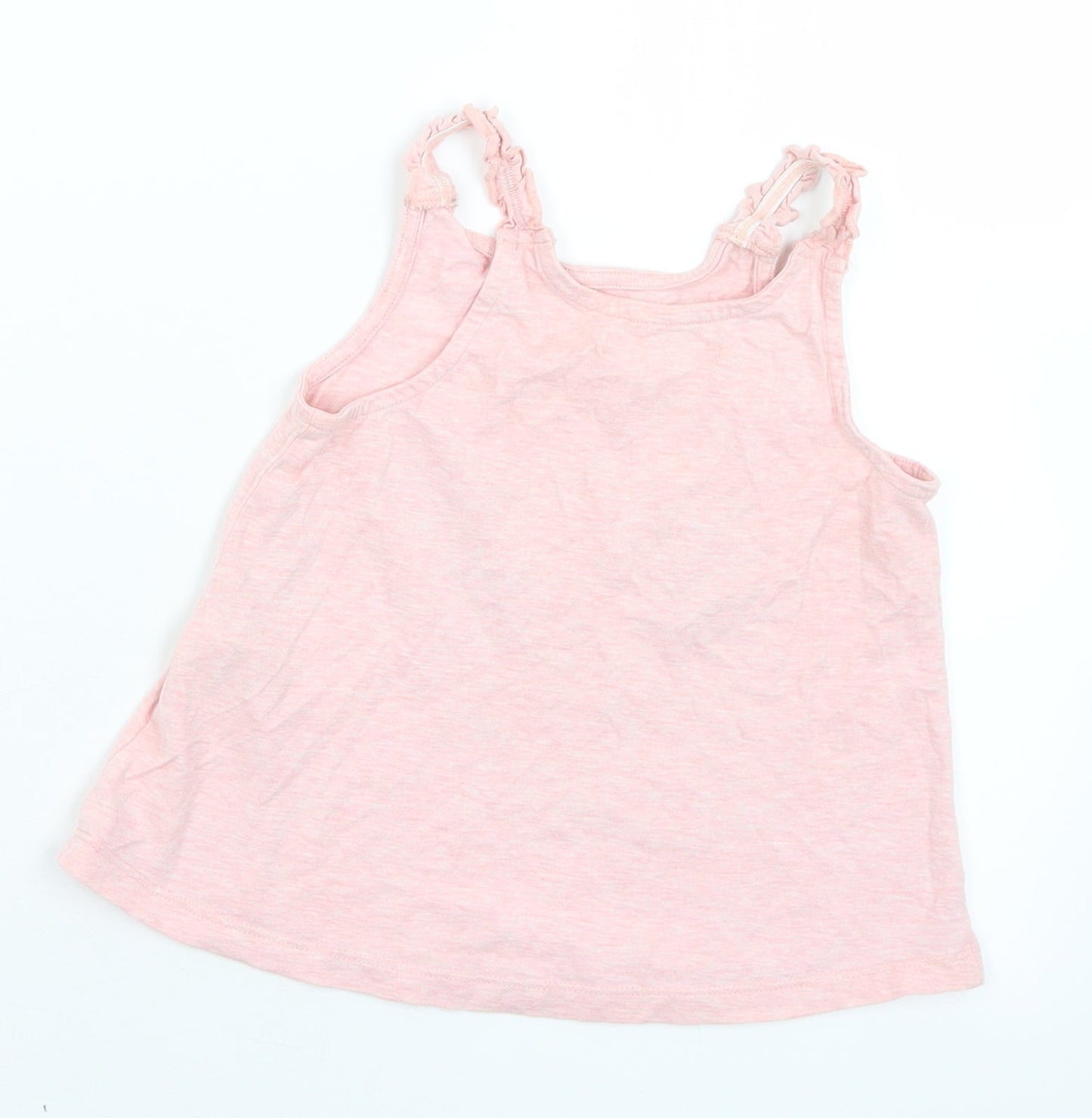 Marks and Spencer Girls Pink  Cotton Camisole Tank Size 6-7 Years Round Neck  - Banana