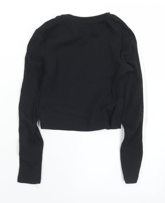 George Girls Black  Cotton Pullover Sweatshirt Size 7-8 Years   - Cropped