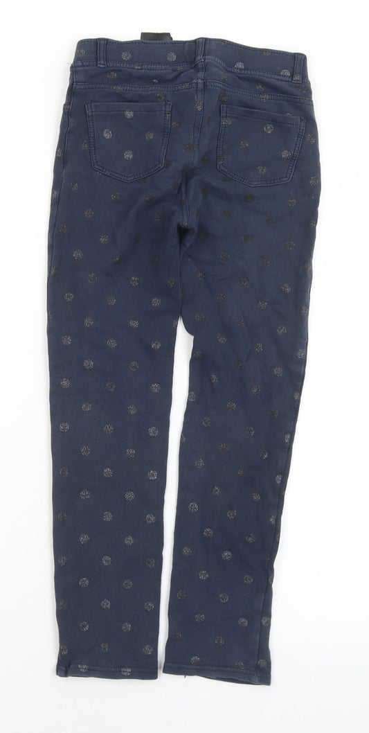 H&M Girls Blue Polka Dot Cotton Jegging Trousers Size 10-11 Years  Regular