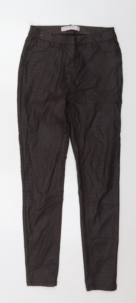 NEXT Womens Brown Animal Print Viscose Pedal Pusher Trousers Size 12 L30 in Regular
