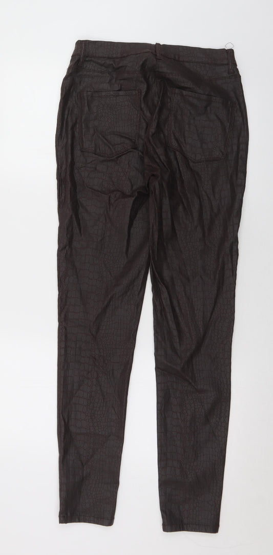 NEXT Womens Brown Animal Print Viscose Pedal Pusher Trousers Size 12 L30 in Regular