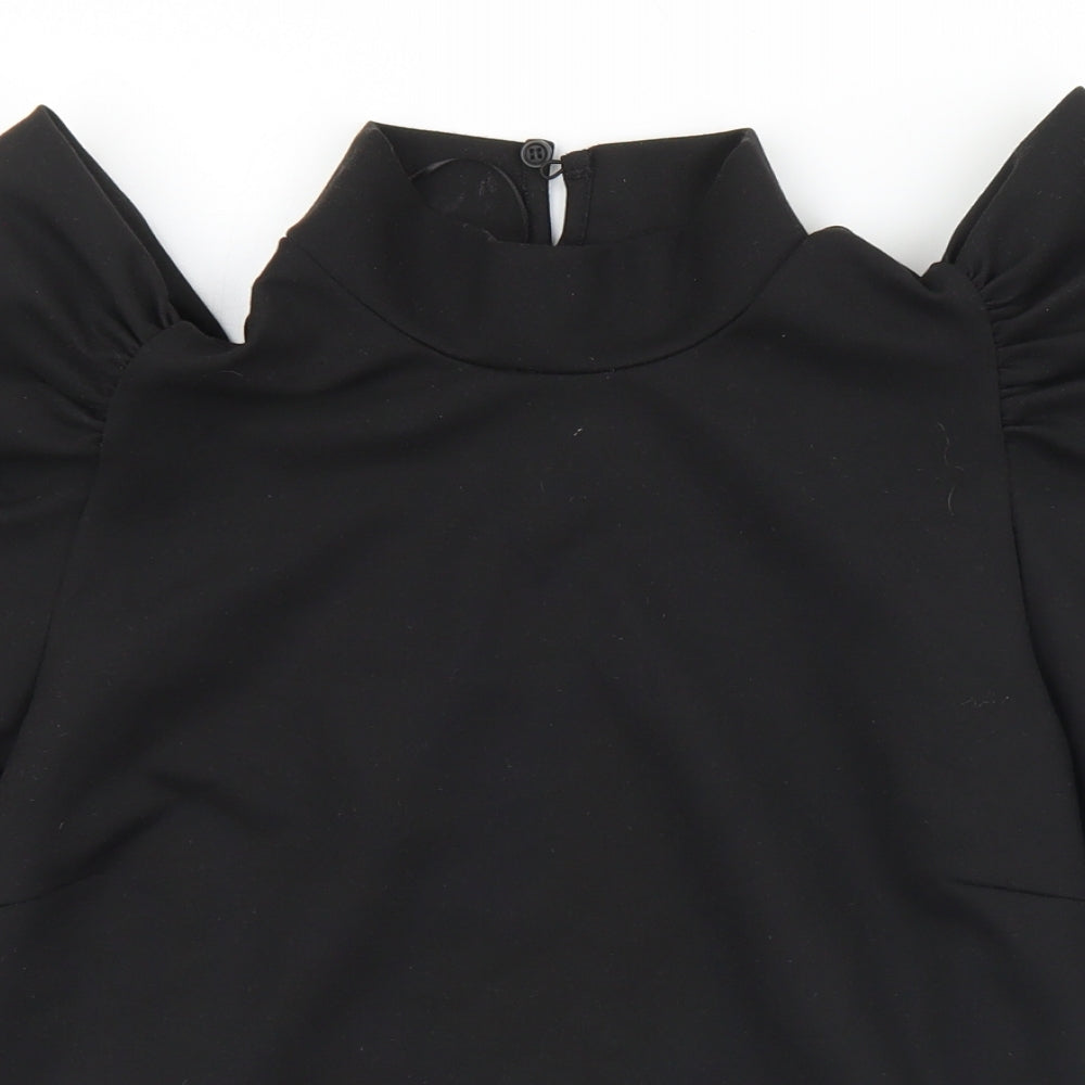 Pieces Womens Black  Viscose Jersey T-Shirt Size M Mock Neck