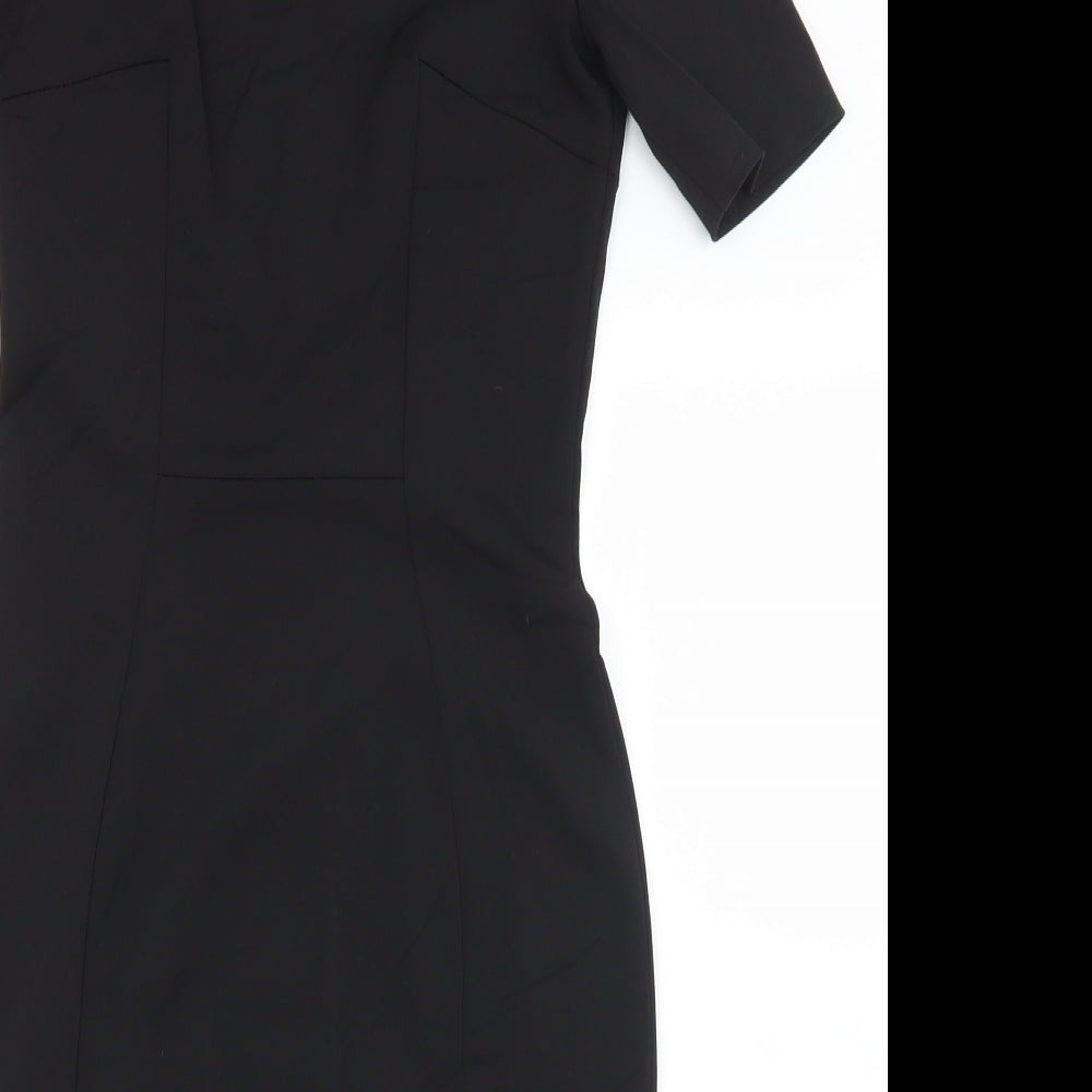 Preworn Womens Black  Polyester Shift  Size S  Off the Shoulder Zip - S/M