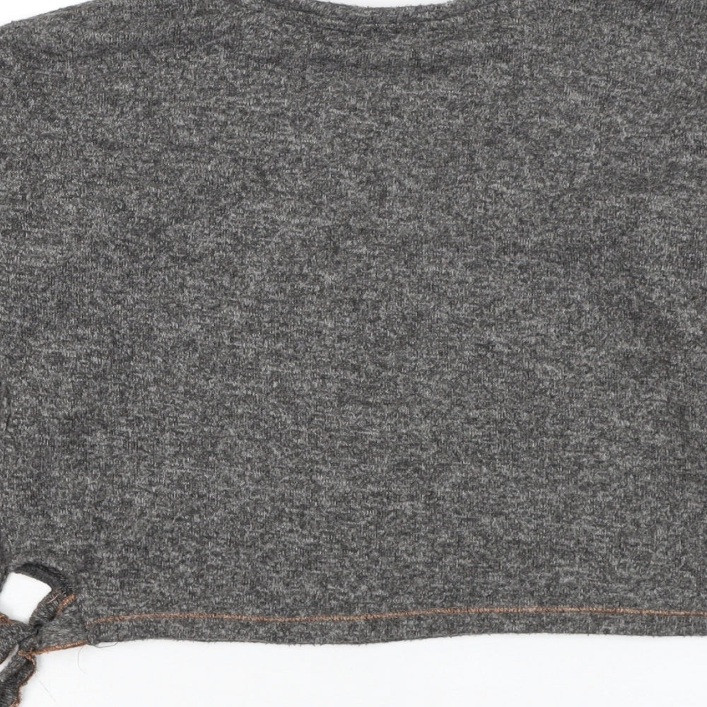 Marks and Spencer Girls Grey Round Neck  Polyester Pullover Jumper Size 6-7 Years  Pullover