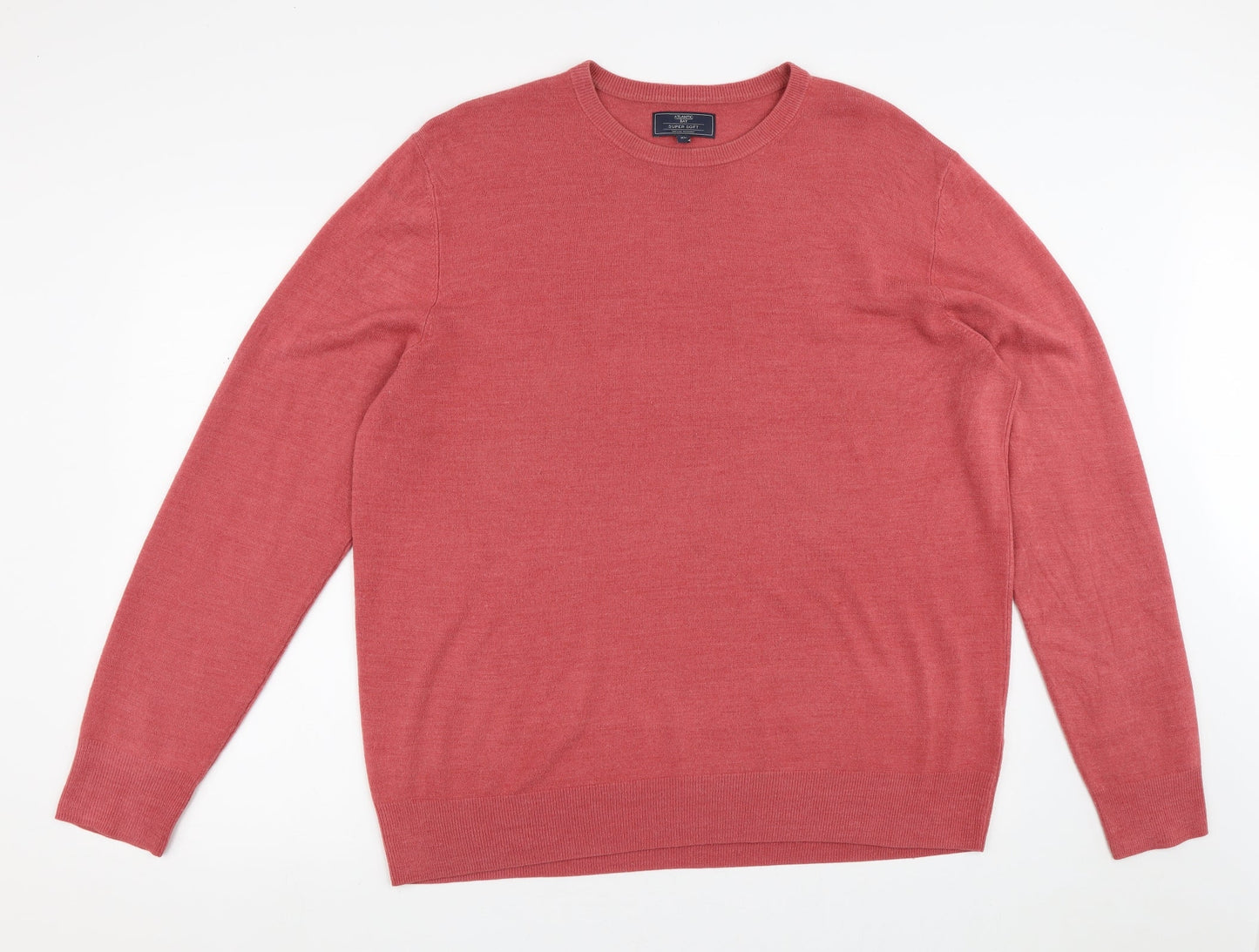 Atlantic Bay Mens Pink Crew Neck  Acrylic Pullover Jumper Size XL