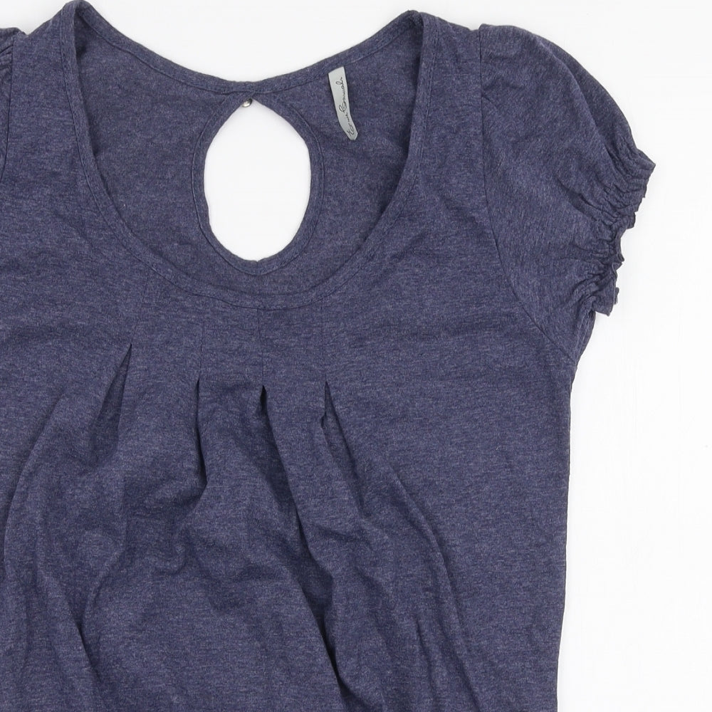 Evie Womens Blue  Cotton Jersey Blouse Size 10 Round Neck