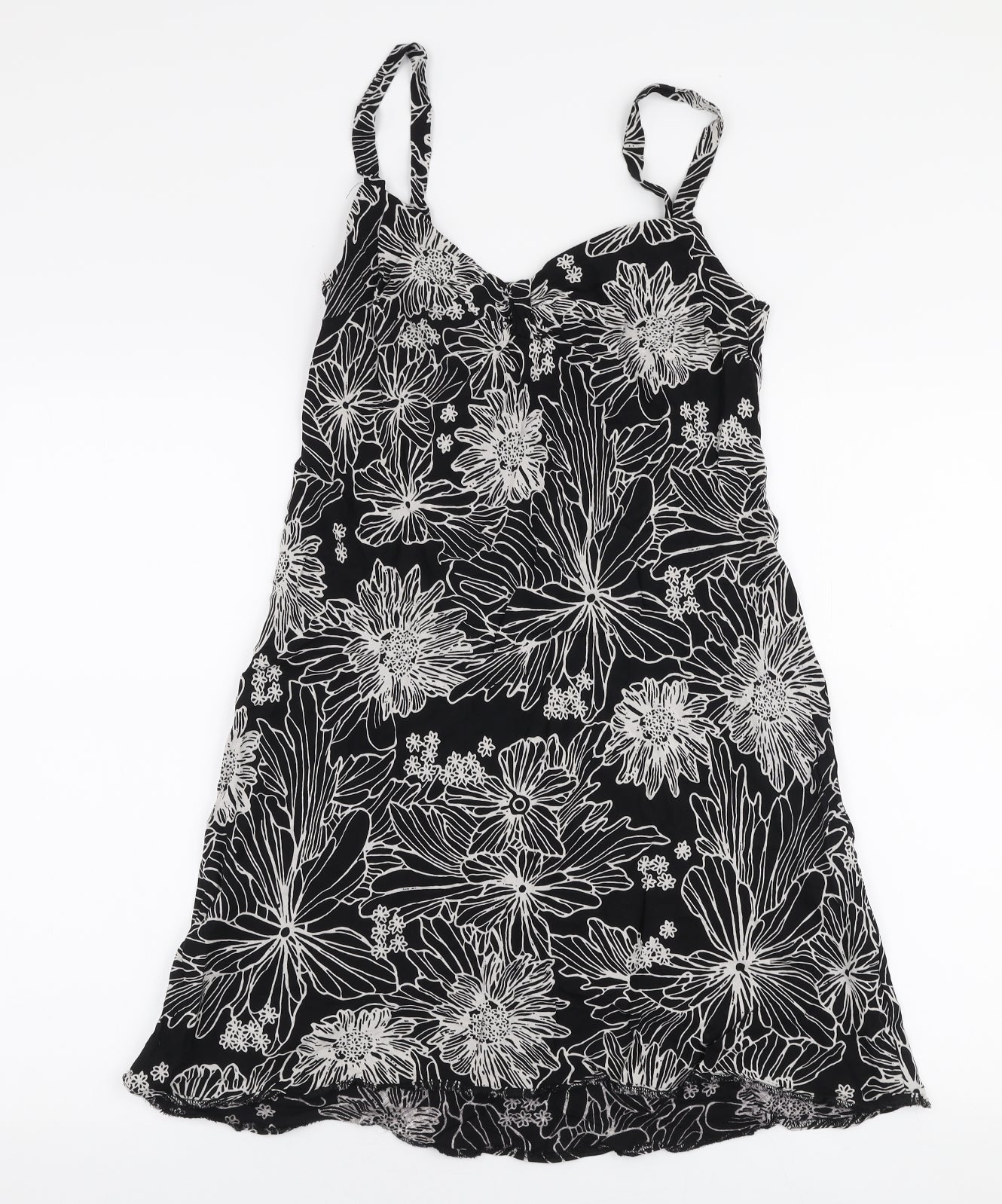 Riviera Womens Black Floral Viscose A-Line  Size 10  Sweetheart Pullover