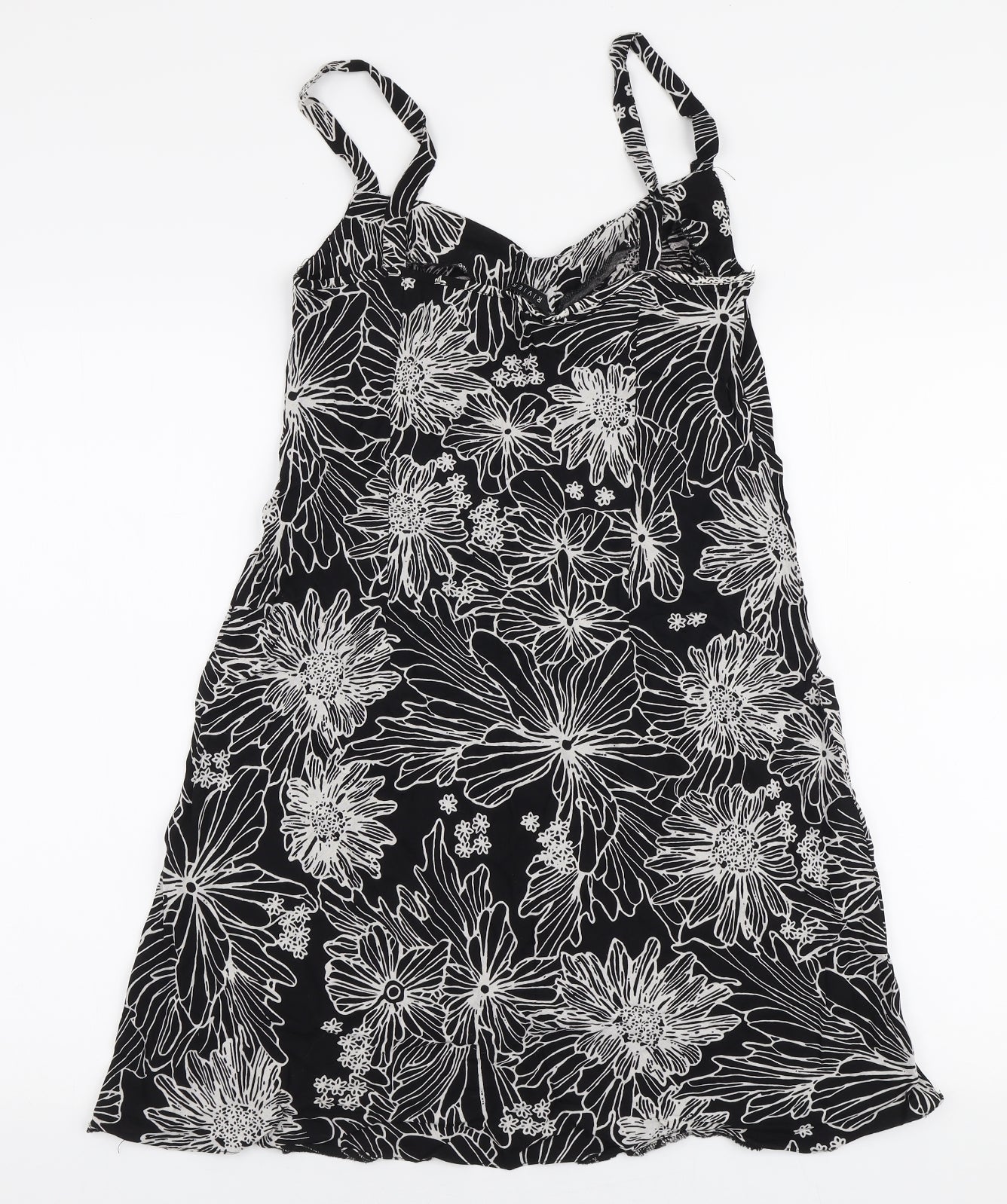 Riviera Womens Black Floral Viscose A-Line  Size 10  Sweetheart Pullover