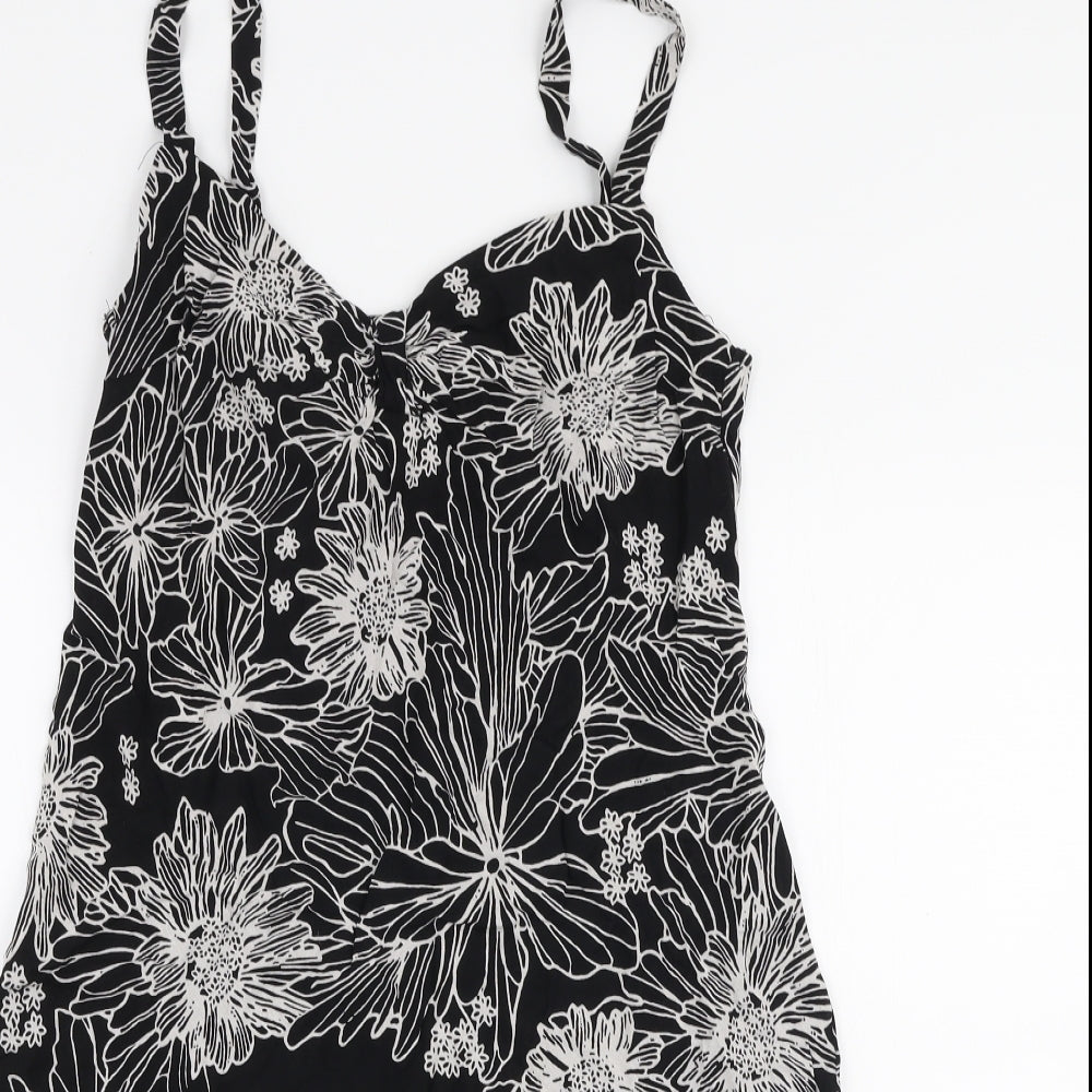 Riviera Womens Black Floral Viscose A-Line  Size 10  Sweetheart Pullover