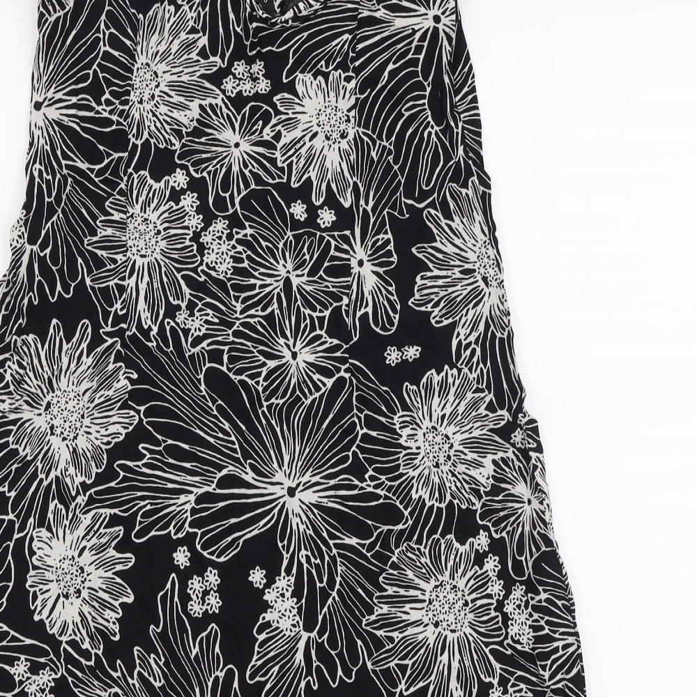 Riviera Womens Black Floral Viscose A-Line  Size 10  Sweetheart Pullover