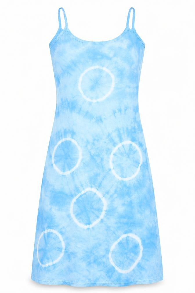 For Women Womens Blue Tie Dye Polyester A-Line  Size 10  Round Neck Pullover